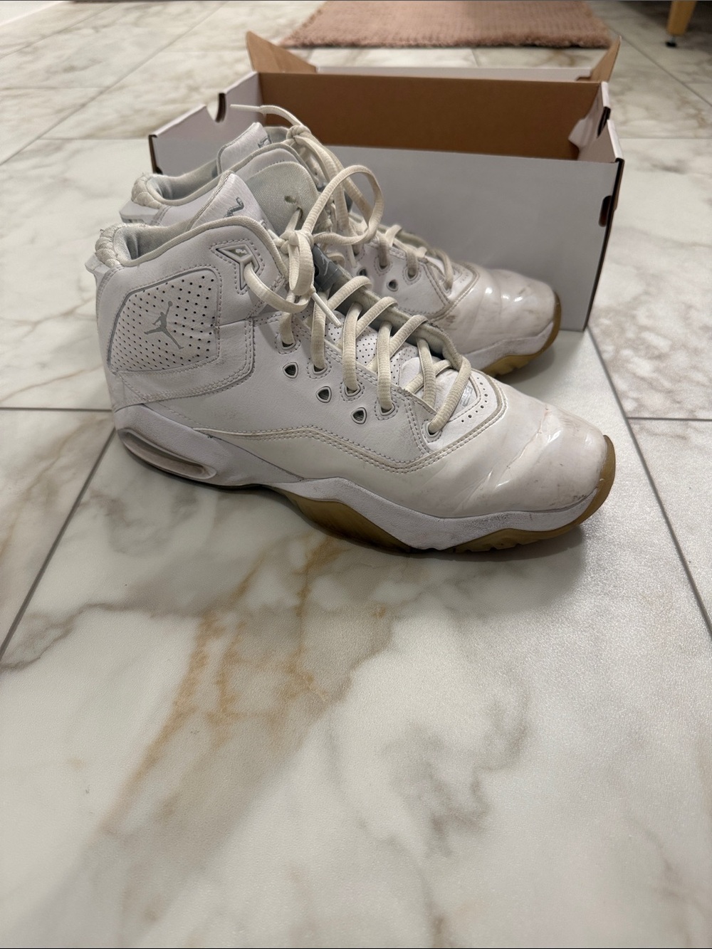 Jordan White High-Top Sneakers with Gum Outsoles